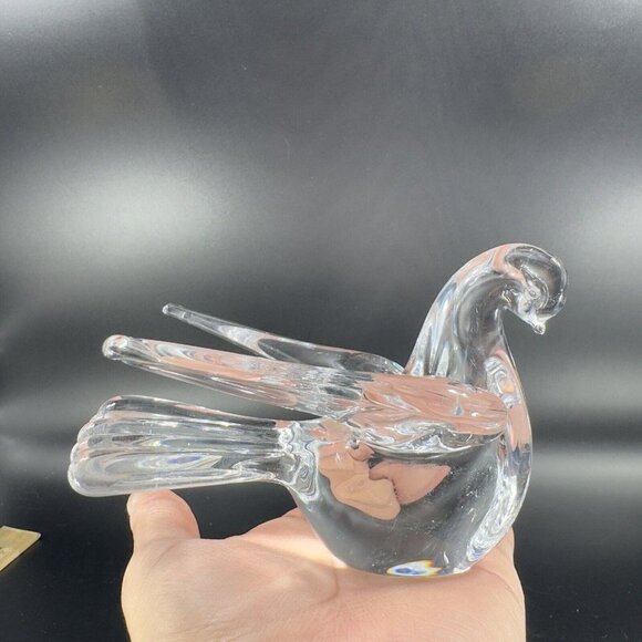 Swedish Clear Glass Bird Figurine Paperweight Manganese 365nm Green UV Glow VTG - Picture 15 of 15